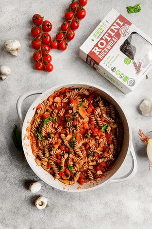 Organic Mushroom Tomato Pasta