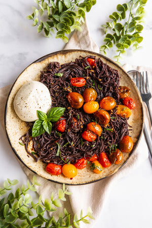 Burrata Black Noodles with Truffle Dust